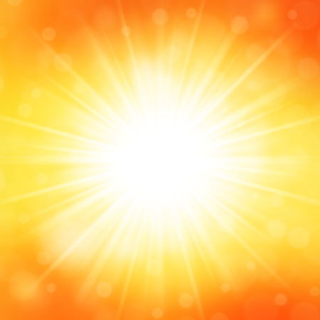 Summer Background Sky and Sun Light with Lens Flare, Beach Landscape Tropical Sea Vector Illustration.のイラスト素材