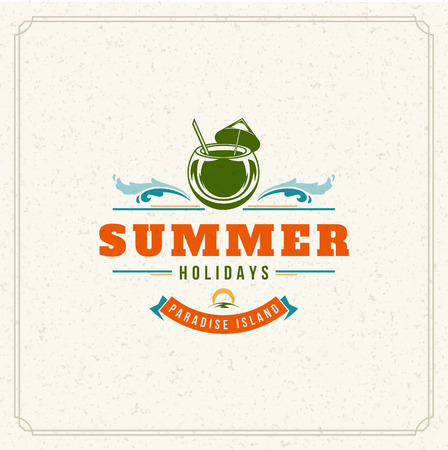 Summer Holidays Typography Label Design on Grunge Textured Paper Background. Vector illustration good for Posters or Greeting Cards.のイラスト素材