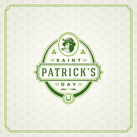Saint Patricks Day Retro Typographic Badge on Pattern Backgroundのイラスト素材