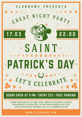 Saint Patricks Day Retro Typographic Party Poster.のイラスト素材