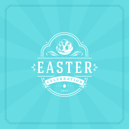 Happy Easter Greeting Card Design text template and badge vector design.のイラスト素材