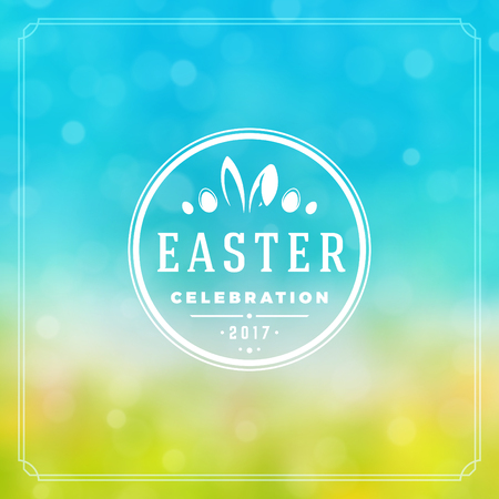 Happy Easter Greeting Card Design text template and badge vector design.のイラスト素材
