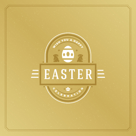 Easter Greeting card text template and badge vector design elementのイラスト素材