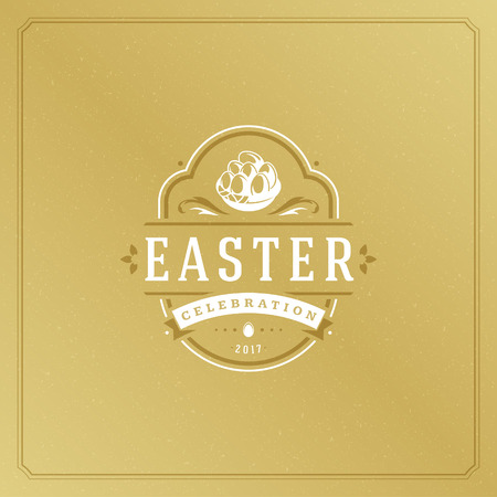 Easter Greeting card text template and badge vector design elementのイラスト素材