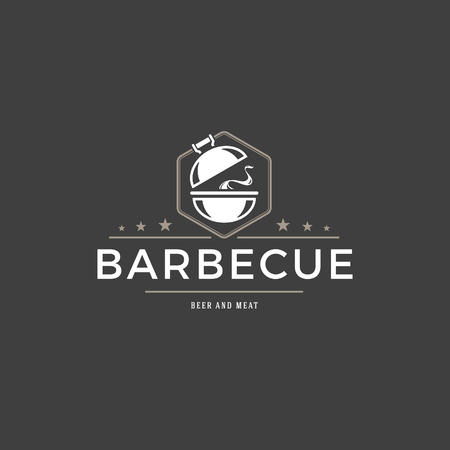Barbecue logo template vector object for logotype or badgeのイラスト素材