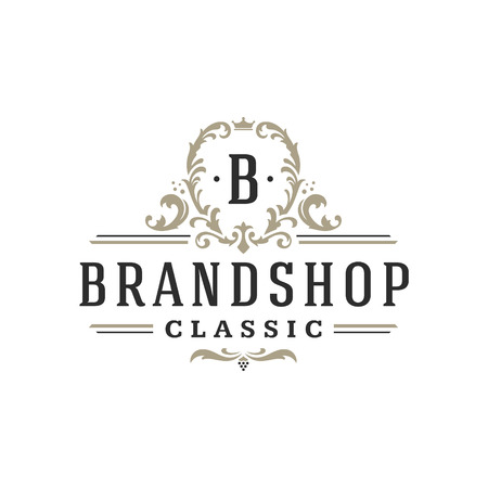Luxury monogram logo template vector object for logotype or badge Design.のイラスト素材