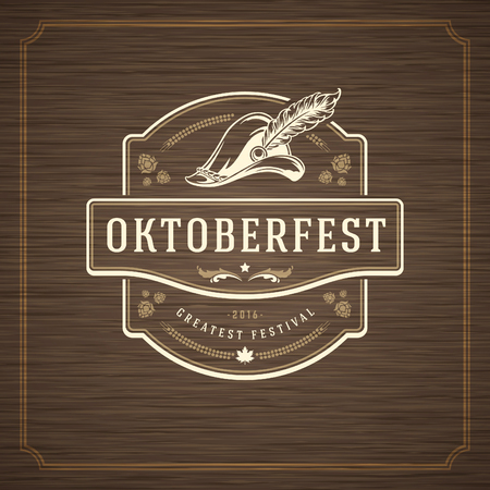 Oktoberfest Greeting card or Flyer design on textured background. Beer festival celebration.のイラスト素材