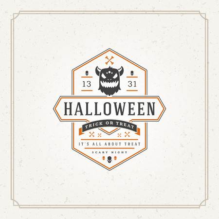 Halloween Typographic Greeting Card Design Vector Background. Halloween celebration Label good for poster or flyer.のイラスト素材