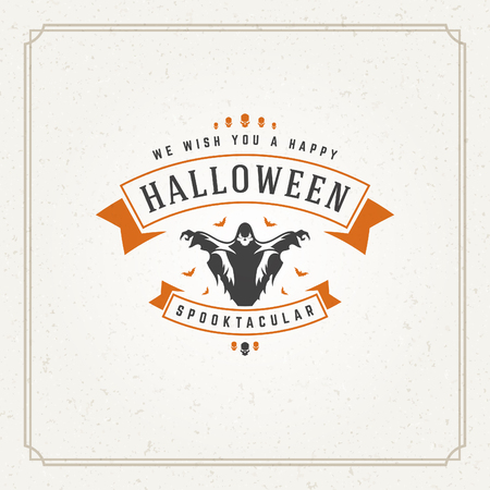 Halloween typographic greeting card design vector background. Celebration label good for poster or flyer.のイラスト素材