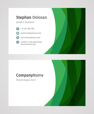 Creative Business Card Template Modern and Clean Corporate Design Style Vector Illustration. Two sides and abstract background green color.のイラスト素材