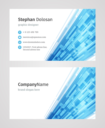 Creative Business Card Template Modern and Clean Corporate Design Style Vector Illustration. Two sides and abstract background blue color.のイラスト素材