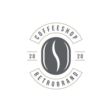 Coffee Shop Logo Template. Bean Silhouette Isolated On White Background.のイラスト素材