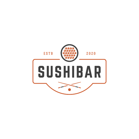 Sushi Shop Logo Template. Vector object and Icons for Sushi Labelsのイラスト素材