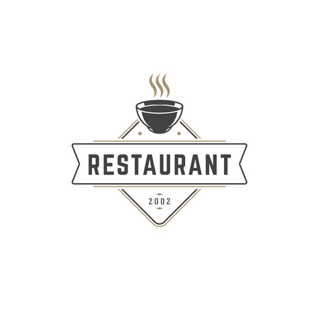 Restaurant Logo Template. Vector object and Icon for Pastry Food Label or Badge, Food Logotype Design, Emblems Graphics.のイラスト素材