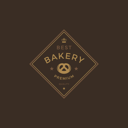 Bakery Shop icon template vector object for icon type or badge Design. Trendy retro style illustration, Pretzel silhouette.の写真素材