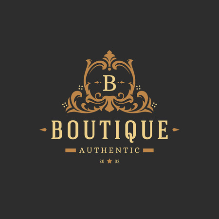 Luxury monogram logo template vector object for logotype or badge Design. Trendy vintage royal ornament frame illustration, good for fashion boutique, alcohol or hotel brand.のイラスト素材