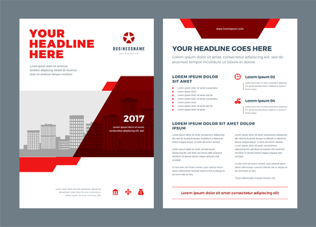 Red brochure annual report flyer design templateのイラスト素材