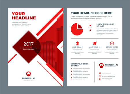 Red brochure annual report flyer design templateのイラスト素材