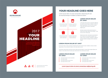 Red brochure annual report flyer design templateのイラスト素材