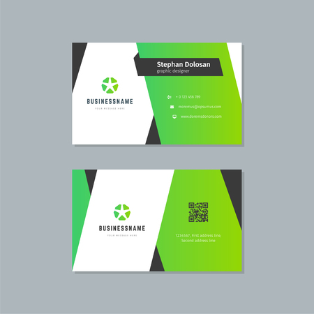 Business card design template abstract modern corporate branding style vector Illustration. Two sides with logo trendy colors background.のイラスト素材
