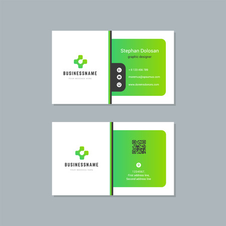 Business card design template abstract modern corporate branding style vector Illustration. Two sides with icon trendy colors background.のイラスト素材