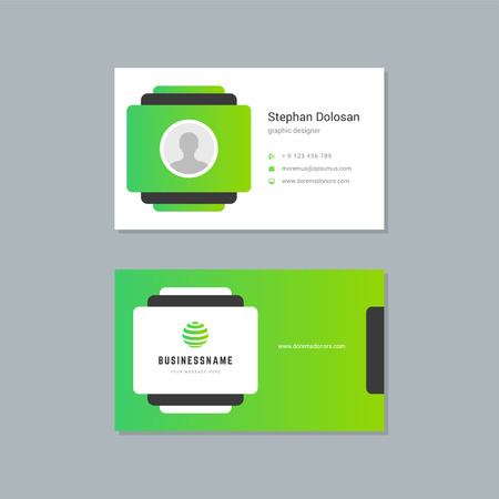 Business card design template abstract modern corporate branding style vector Illustration. Two sides with logo trendy colors background.のイラスト素材