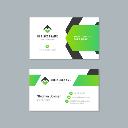 Business card design template abstract modern corporate branding style vector Illustration. Two sides with logo trendy colors background.のイラスト素材