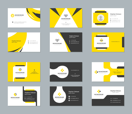 Business cards design templates set abstract modern corporate branding style vector Illustration. Two sides with trendy colors background.のイラスト素材