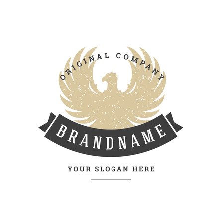 Eagle hand drawn logo isolated on white background vector illustrationのイラスト素材