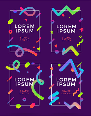 Set of frame design templates on a purple backgroundのイラスト素材