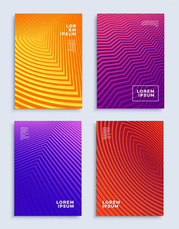 Covers modern abstract design templates set. Futuristic minimal geometric compositions for flyer, banner, brochure and poster. Eps10 vector illustration.のイラスト素材