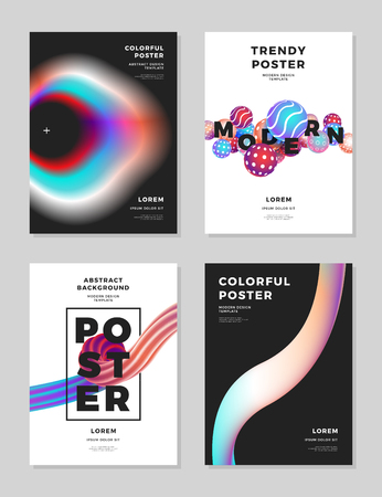 Modern abstract cover design template. Trendy fluid hologram shapes composition for flyer, banner, brochure and poster. Eps10 vector illustration.のイラスト素材