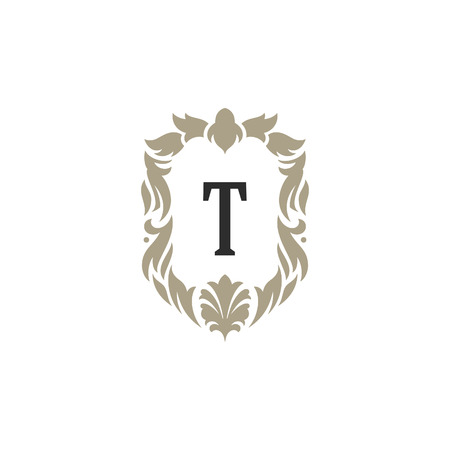 Luxury monogram logo template vector object for logotype or badge Design. Trendy vintage royal ornament frame illustration, good for fashion boutique, alcohol or hotel brand.のイラスト素材