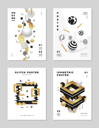 Modern abstract clean golden cover design templates set.のイラスト素材