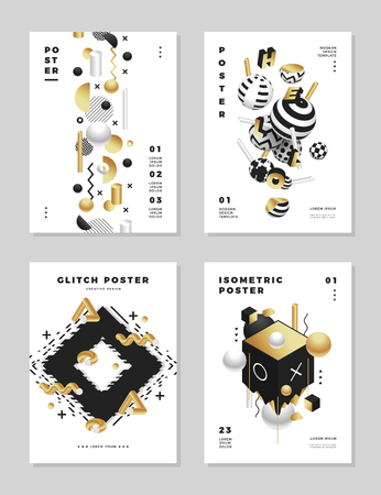Modern abstract clean golden cover design templates set.のイラスト素材