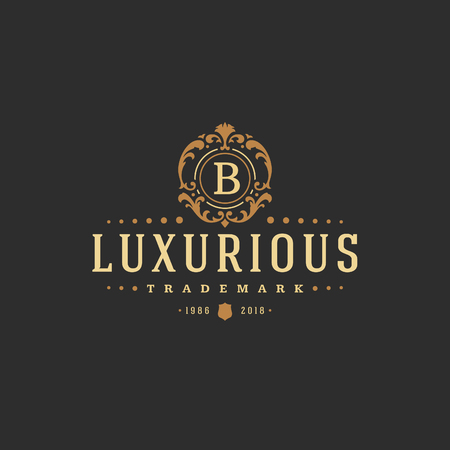 Luxury monogram logo template vector object for logotype or badge design.のイラスト素材