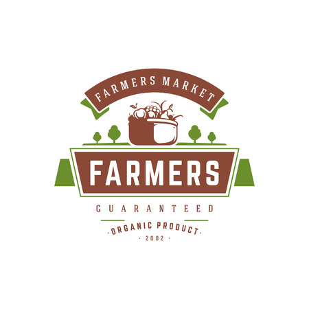 Farmers market logo template vector illustration. Farmer logotype or badge design.のイラスト素材
