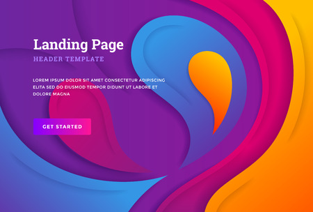 Fluid colorful shapes composition trendy paper cut gradients. Vector illustration landing page template.のイラスト素材