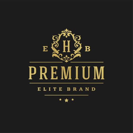 Luxury  design template Victorian vignettes royal ornament shapes for logotype or badge design.のイラスト素材