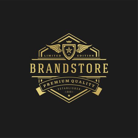 Luxury  design template Victorian vignettes royal ornament shapes for logotype or badge design.のイラスト素材