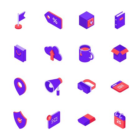 Isometric social media icons setのイラスト素材