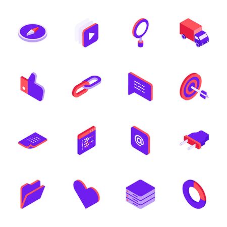 Isometric social media icons setのイラスト素材