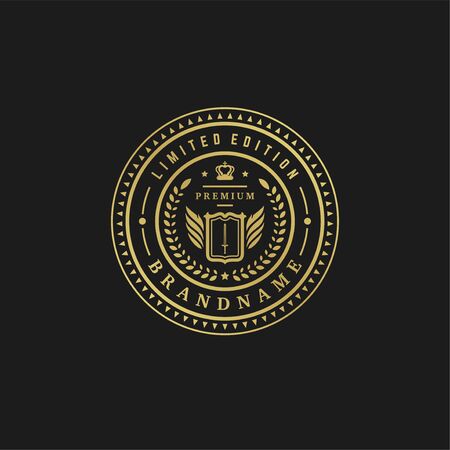 Luxury  design template Victorian vignettes royal ornament shapes for logotype or badge design.のイラスト素材