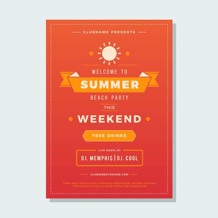 Summer holidays beach party flyer typography night club event label design.のイラスト素材