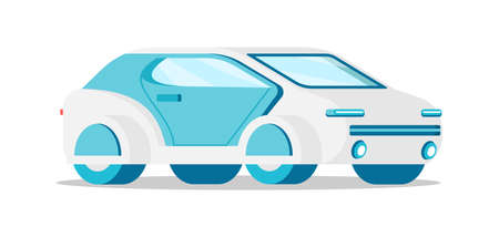 Hi tech electric hatchback coupe car isometric vector illustration. Futuristic comfortable speed...