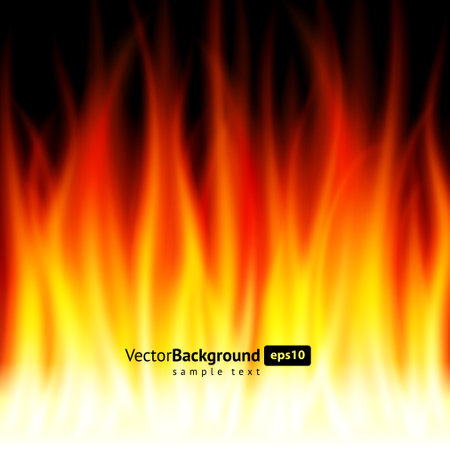 Smooth vertical burning fire blaze heat flammable light energy decorative background realistic vector illustration. Blazing fuel orange wildfire bright fireplace illumination glow backdropのイラスト素材