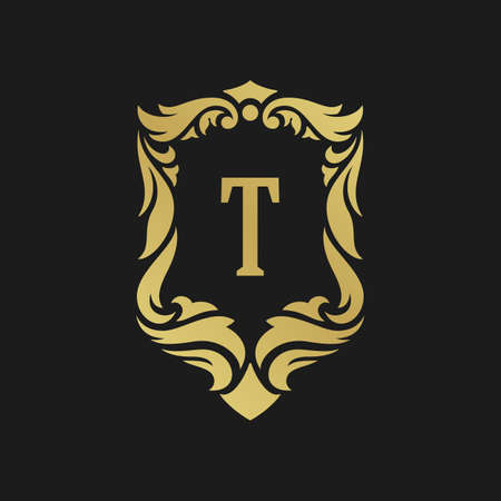 Luxury monogram template vector object for badge design. Trendy vintage royal ornament frame illustrationのイラスト素材