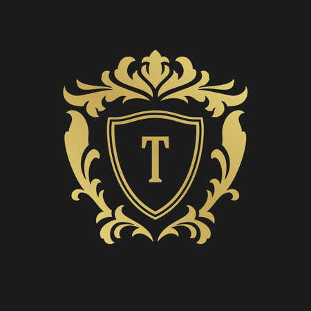 Luxury monogram template vector object for badge design. Trendy vintage royal ornament frame illustrationのイラスト素材