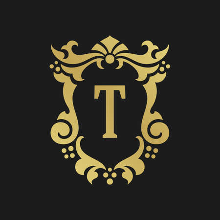 Luxury monogram template vector object for badge design. Trendy vintage royal ornament frame illustrationのイラスト素材