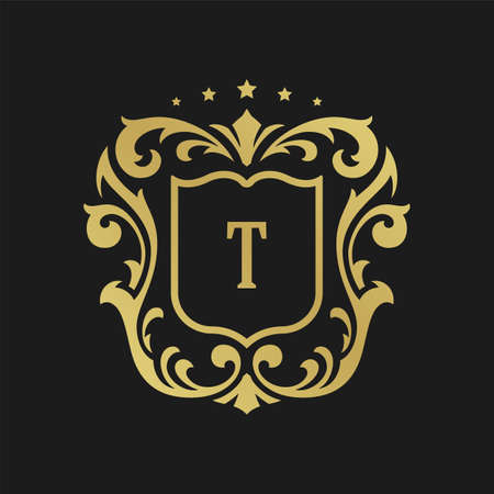 Luxury monogram template vector object for badge design. Trendy vintage royal ornament frame illustrationのイラスト素材